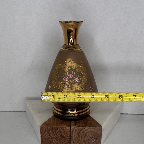 Vintage Gold and Pink Hand Painted Floral Vase - Picture 10 of 10